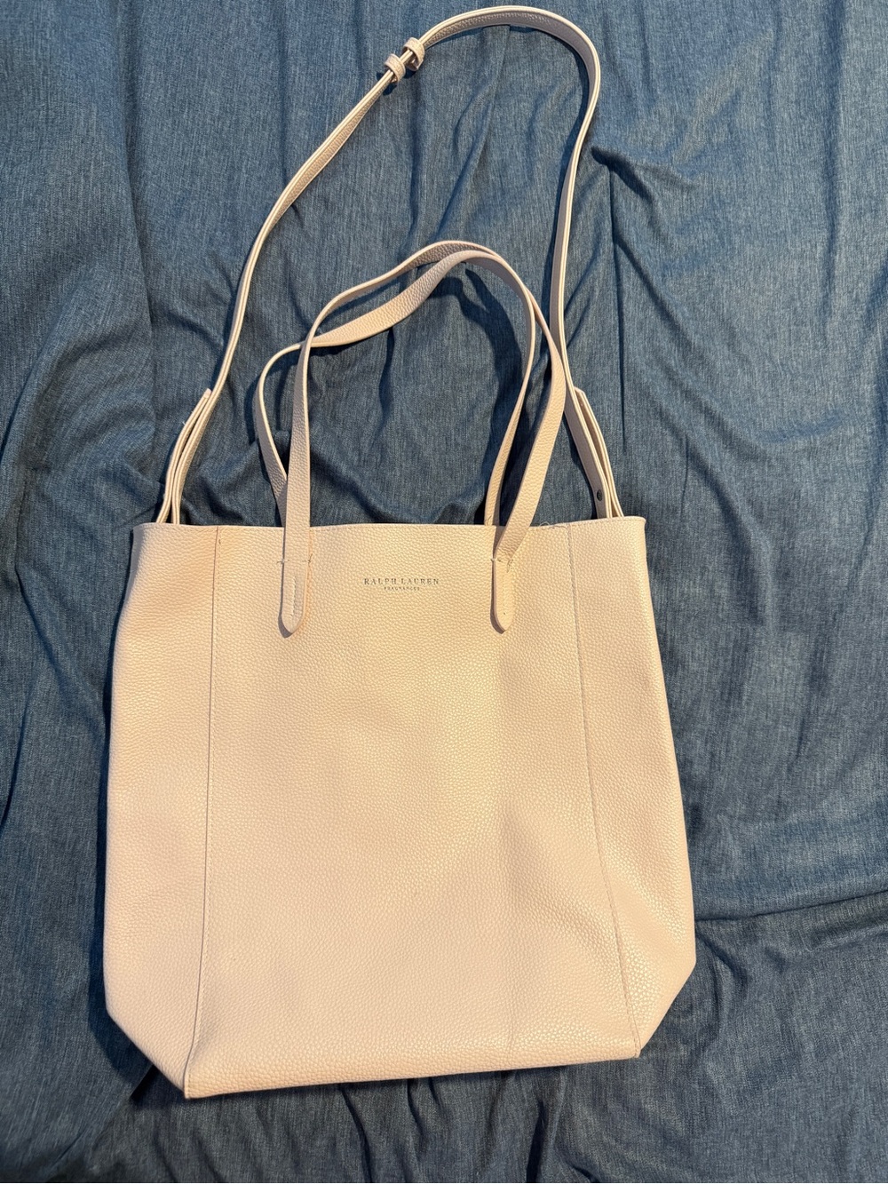 Ralph Lauren Light Pink Leather Tote with Adjustable Strap